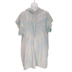 Zara Tie Dye Hoodie Sweater Dress Short Sleeve Blue Womens Medium Streetwear